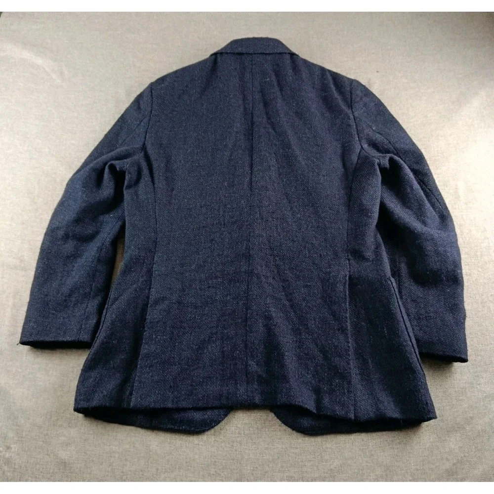 Proper Cloth Blazer Mens 40 R Blue Wool Cashmere Silk Linen Jacket Halg Lined